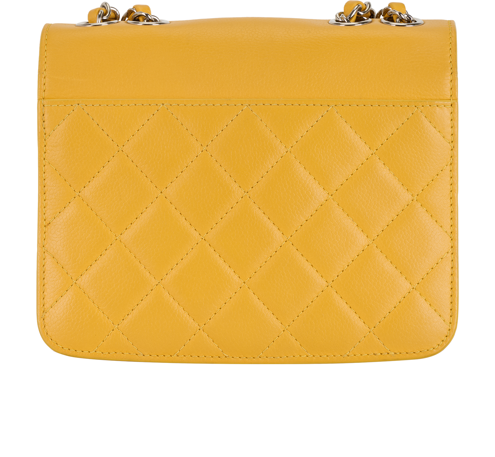 Half CC Flap Bag, &pound;1,500, Handbags, Yellow, Leather, Back view